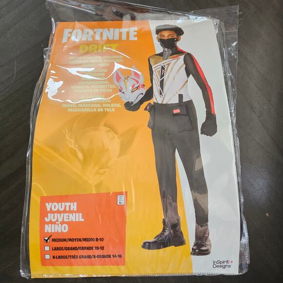 Fortnite Halloween Drift (Youth Size Medium 8-10) Costume With Mask New Sealed